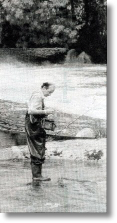 J.J. Moralejo pescando no Ulla.