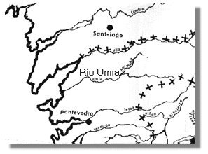 R�o Umia. Mapa de Ram�n O. Pedrayo. Un amante dos r�os galegos. � Si levantara a cabeza , morrer�a de pena !