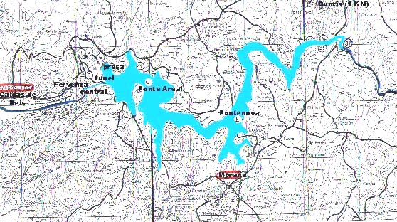 Mapa del futuro embalse si llega a construirse.